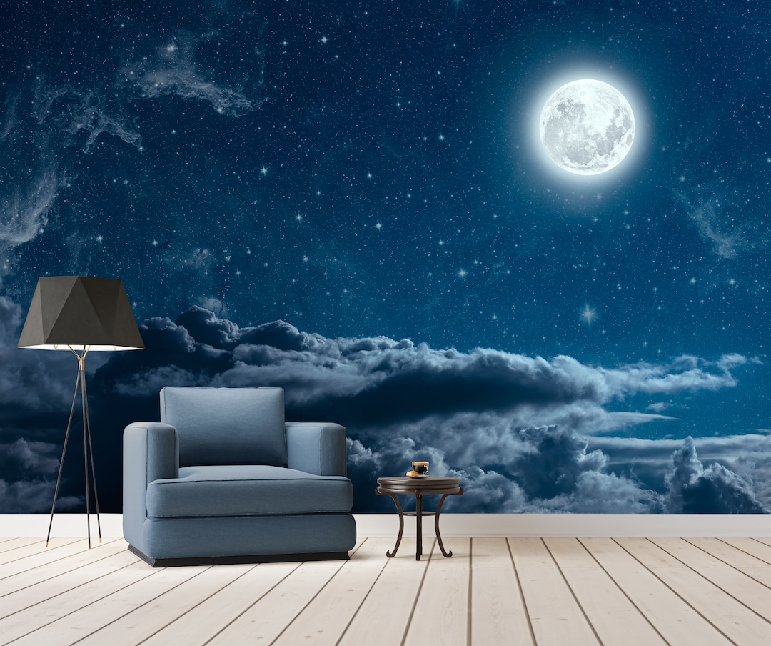Wall Mural Night Sky With Stars and Clouds Wallpaper Peel and Stick
