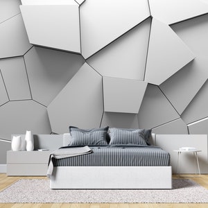 Geometric Abstract Wallpaper Gaming Wall Mural Textured Peel and Stick Grey Geometrical Wallpaper Print Mural Wall Art Home Room Playroom