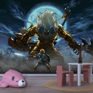 Game Art Zelda Wallpaper Gaming Art Peel And Stick Playroom Vinile Gamers Decor Zelda Breath Of The Wild Murale da parete Legend Of Zelda Nersury