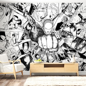 Anime manga collage muurschilderij Peel and Stick Japanse strip cartoon kunst gamer behang slaapkamer woonkamer speelkamer tiener print anime