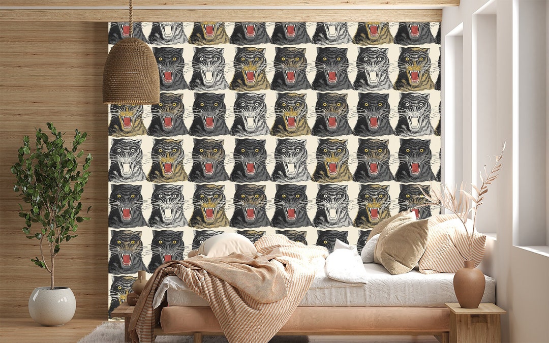 Luxury Wallpaper Tiger Head Pattern Mural Peel and Stick Vintage