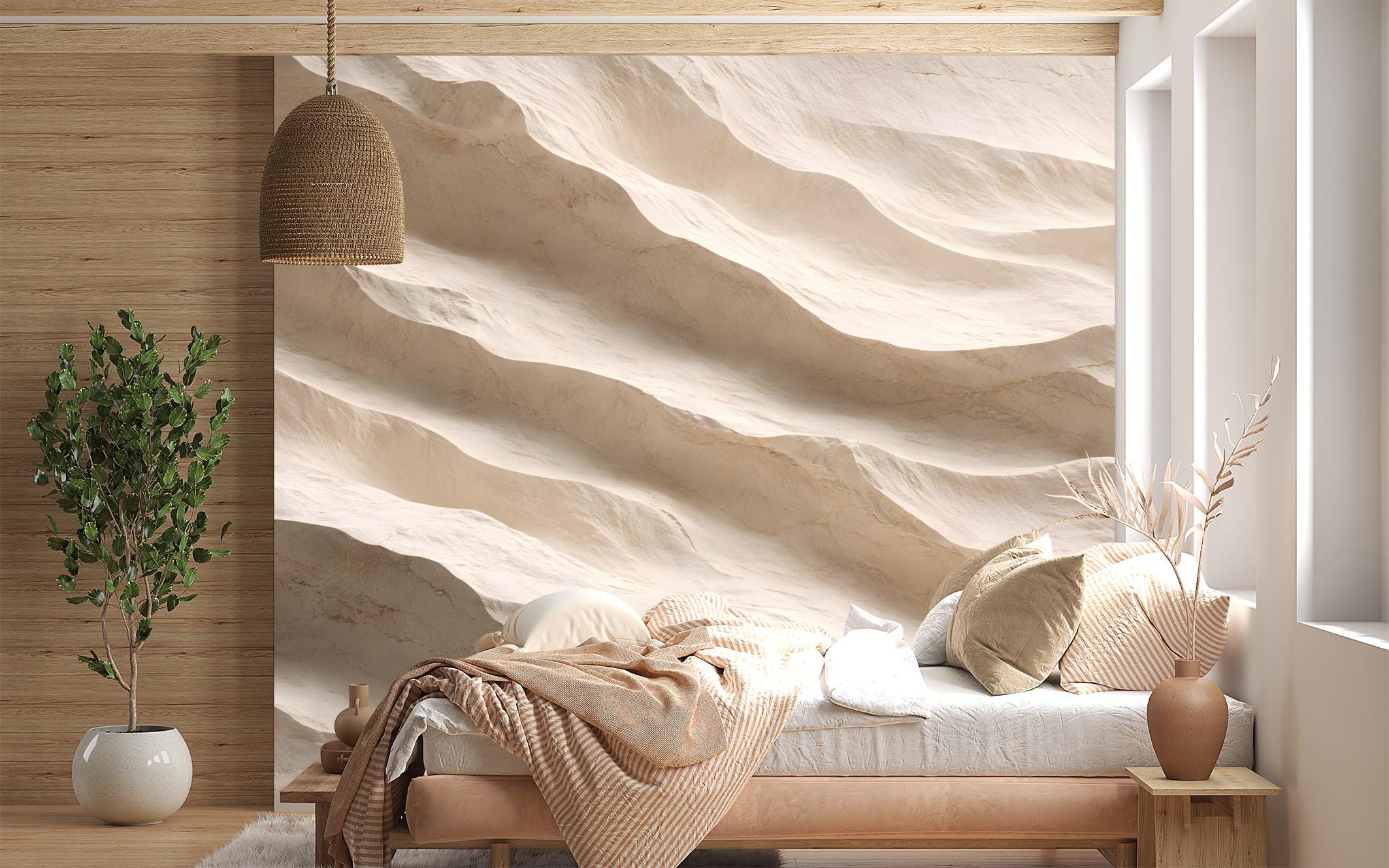 Beige Marble Texture Wallpaper Mural, 3D Wavy Stone Peel and Stick - Etsy