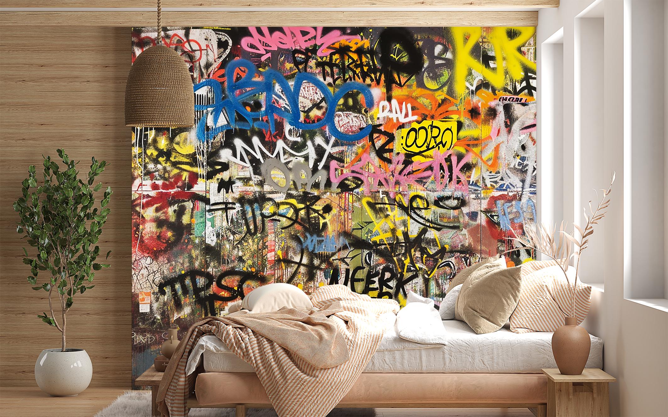 Graffiti Wall Mural: Urban Street Art, Peel and Stick Wallpaper - Etsy