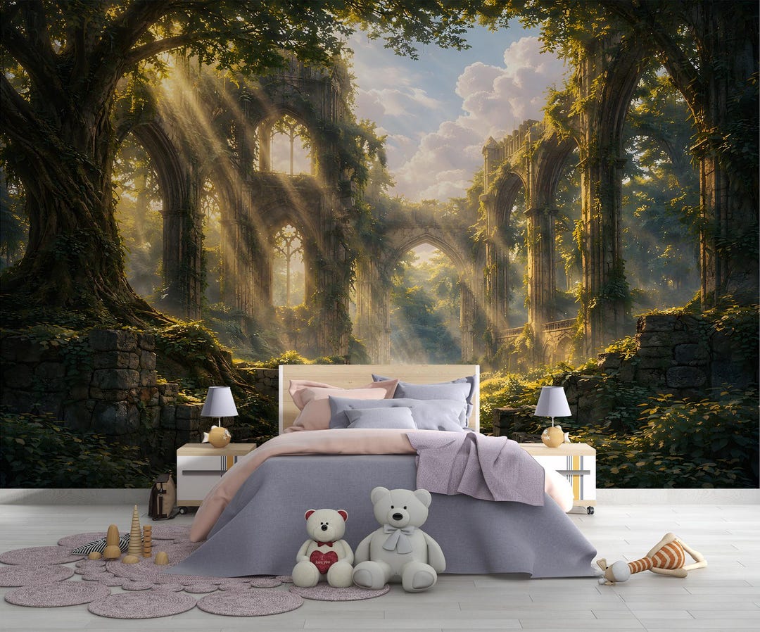 Fairy Tale Ruins Wall Mural: Magical Castle Fantasy Kids Room Decor - Etsy