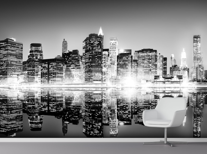 New York City Skyline Wallpaper: Peel and Stick Skyscraper Wall Mural ...