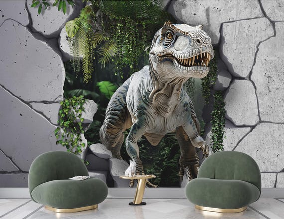 3D恐竜ジュラシックウォールミューラル、リアルなT-Rex、貼って