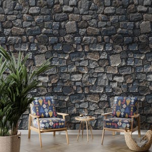 Papel de parede de tijolos, papel de parede de pedra vintage, papel de parede removível e adesivo, sala de estar, escritório, papel de parede estilo loft, papel de parede com aparência de castelo, impressão