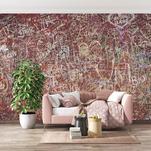 Urban Graffiti Mural Wallpaper Peel & Stick Print Street Art Wallpaper Self-Adhesive Grunge Wall Mural Decor Home Bedroom Living Room Decor