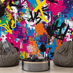グラフィティ壁画、抽象的な壁アート、グラフィティ壁紙壁画