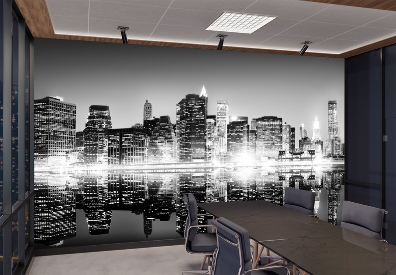 New York City Skyline Wallpaper: Peel and Stick Skyscraper Wall Mural ...