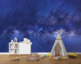 Starry Sky Mural Night Sky Wallpaper Space Peel and Stick Celestial Wallpaper Bedroom Wall Decor Cosmic Wall Mural Living Room Home Decor