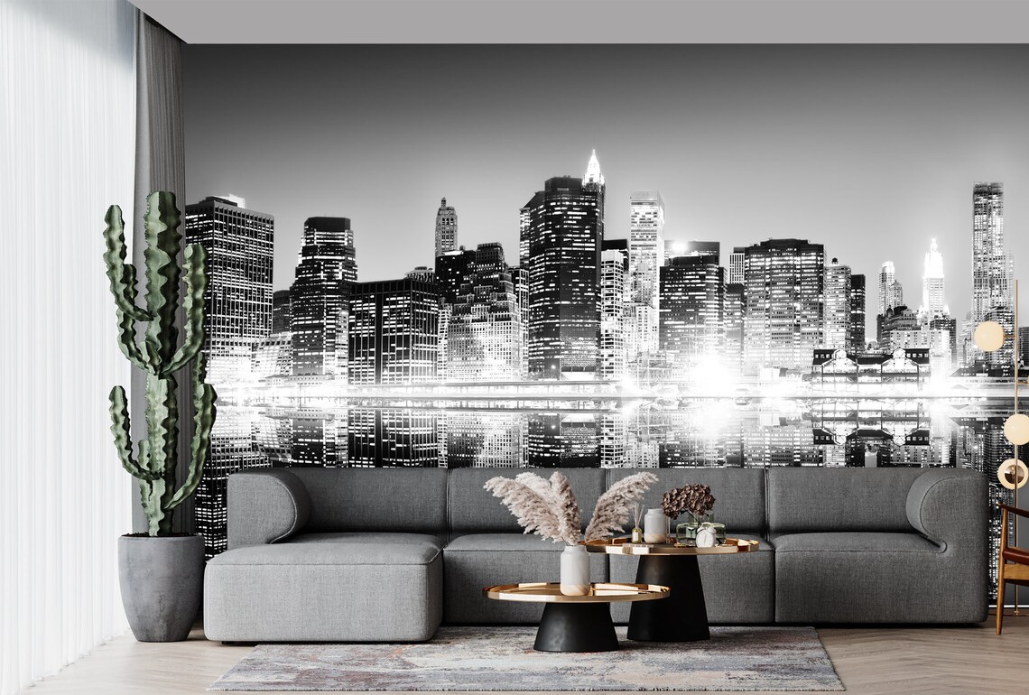 New York City Skyline Wallpaper: Peel and Stick Skyscraper Wall Mural ...