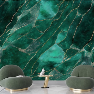 Papier peint marbre émeraude, décoration murale abstraite verte, vinyle auto-adhésif imprimé, papier peint moderne chambre à coucher, papier peint salle de bain