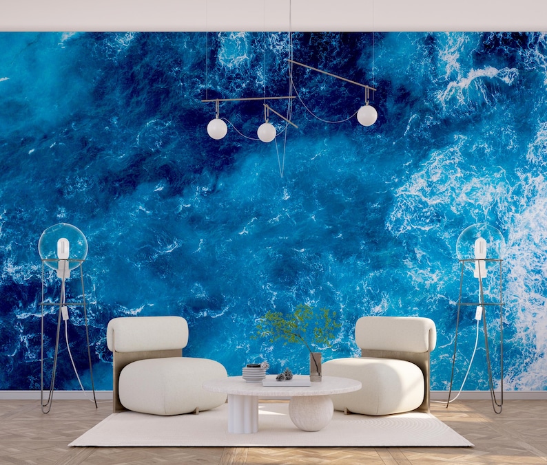 Crystal Blue Ocean Waves Wallpaper Mural - Peel and Stick Vinyl - Etsy