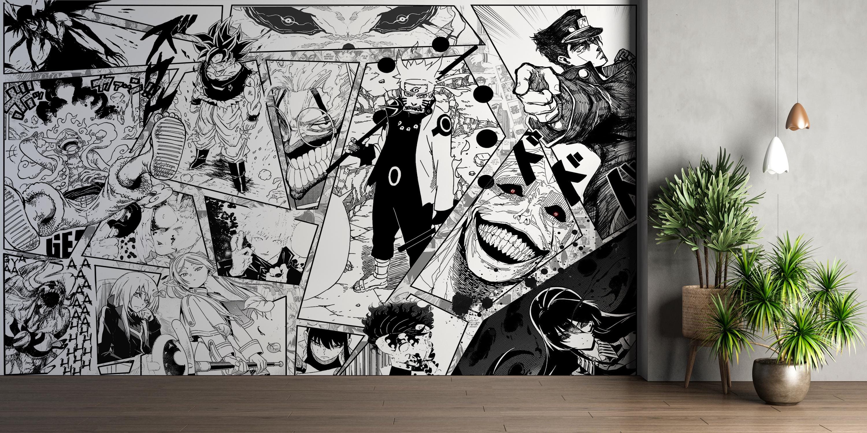 マンガアニメコラージュ壁紙 線画 剥がして貼るだけ コミック 漫画