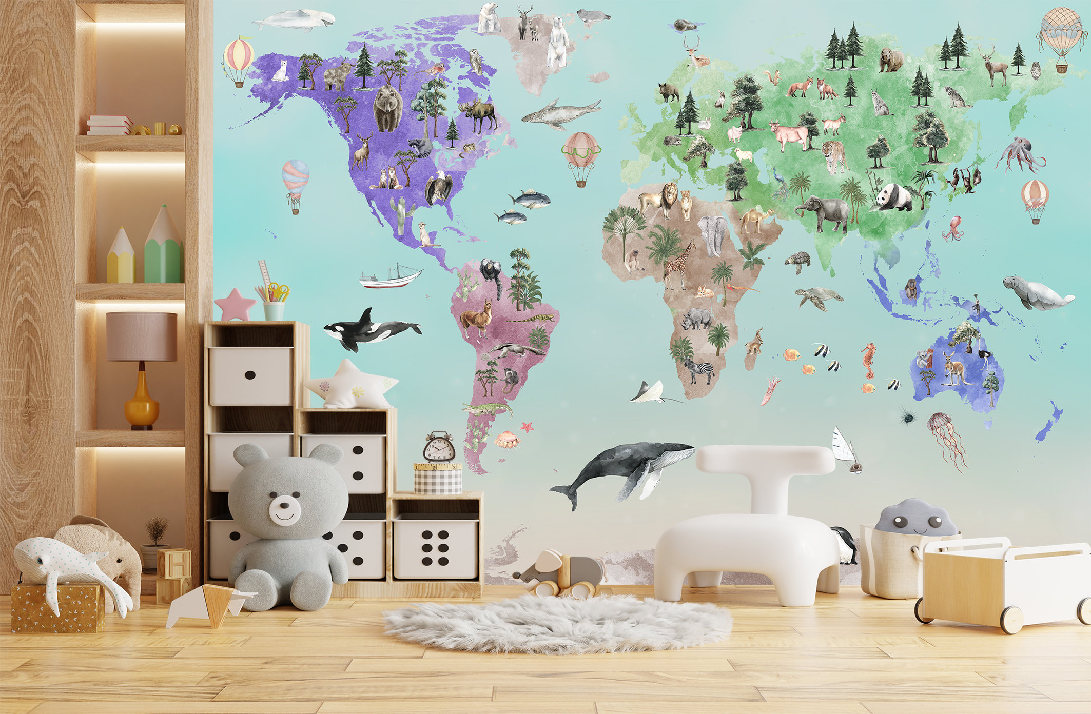 nursery-world-map-mural-baby-room-green-wallpaper-kids-print-peel-and
