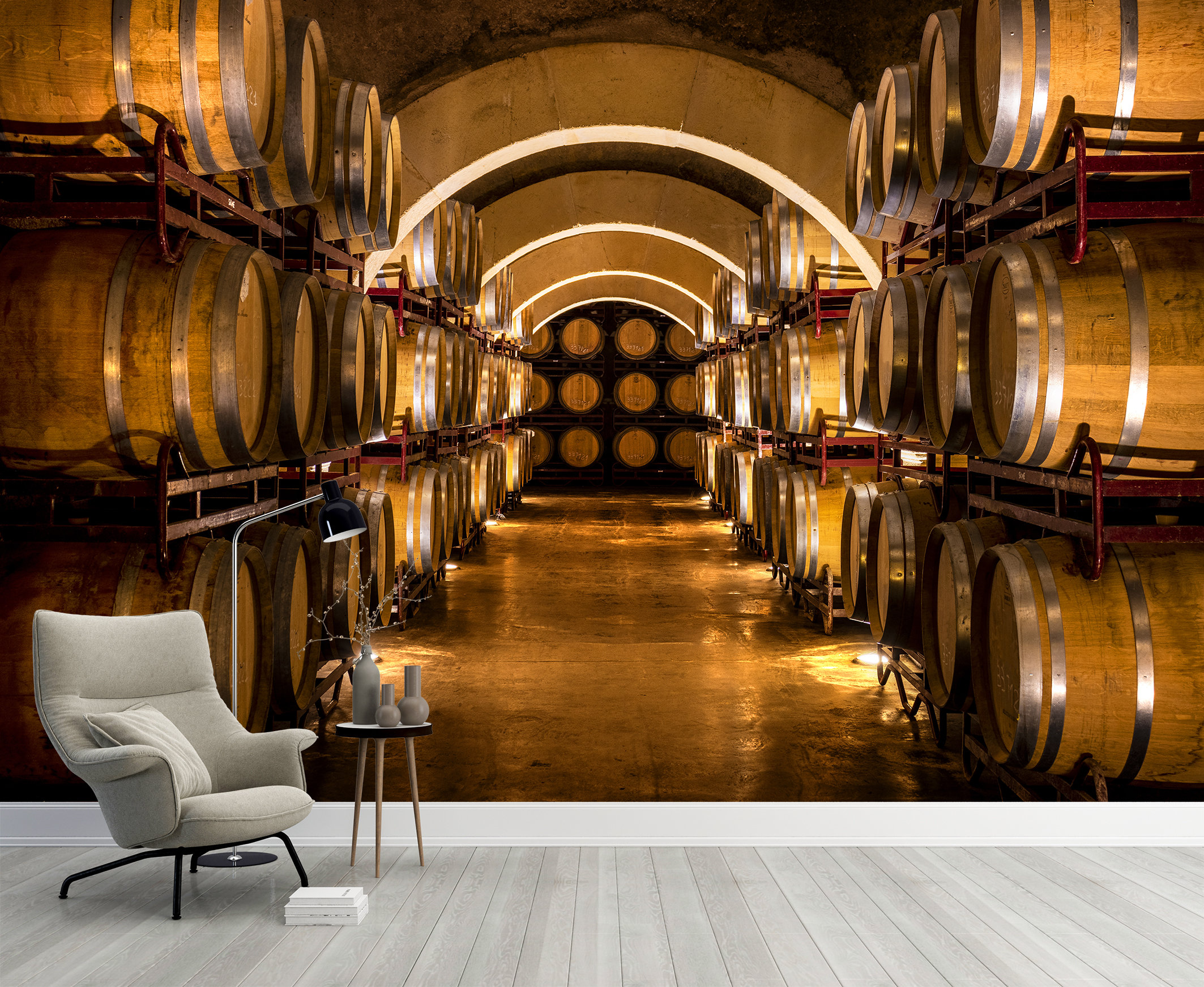 Wine Cellar Mural | Rustic Barrel Wall, Peel and Stick Wallpaper - Etsy