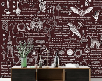 Gothic Herbal Wallpaper Mural – Alchemy Magic Peel and Stick