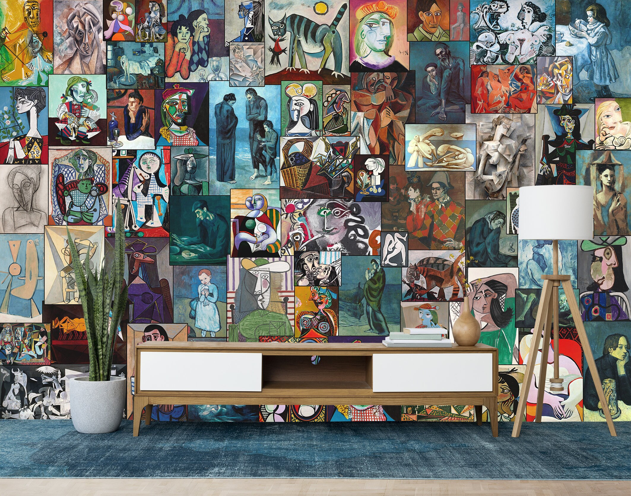 Pablo Picasso Collage Wallpaper Reproduction Wall Mural Print Textured