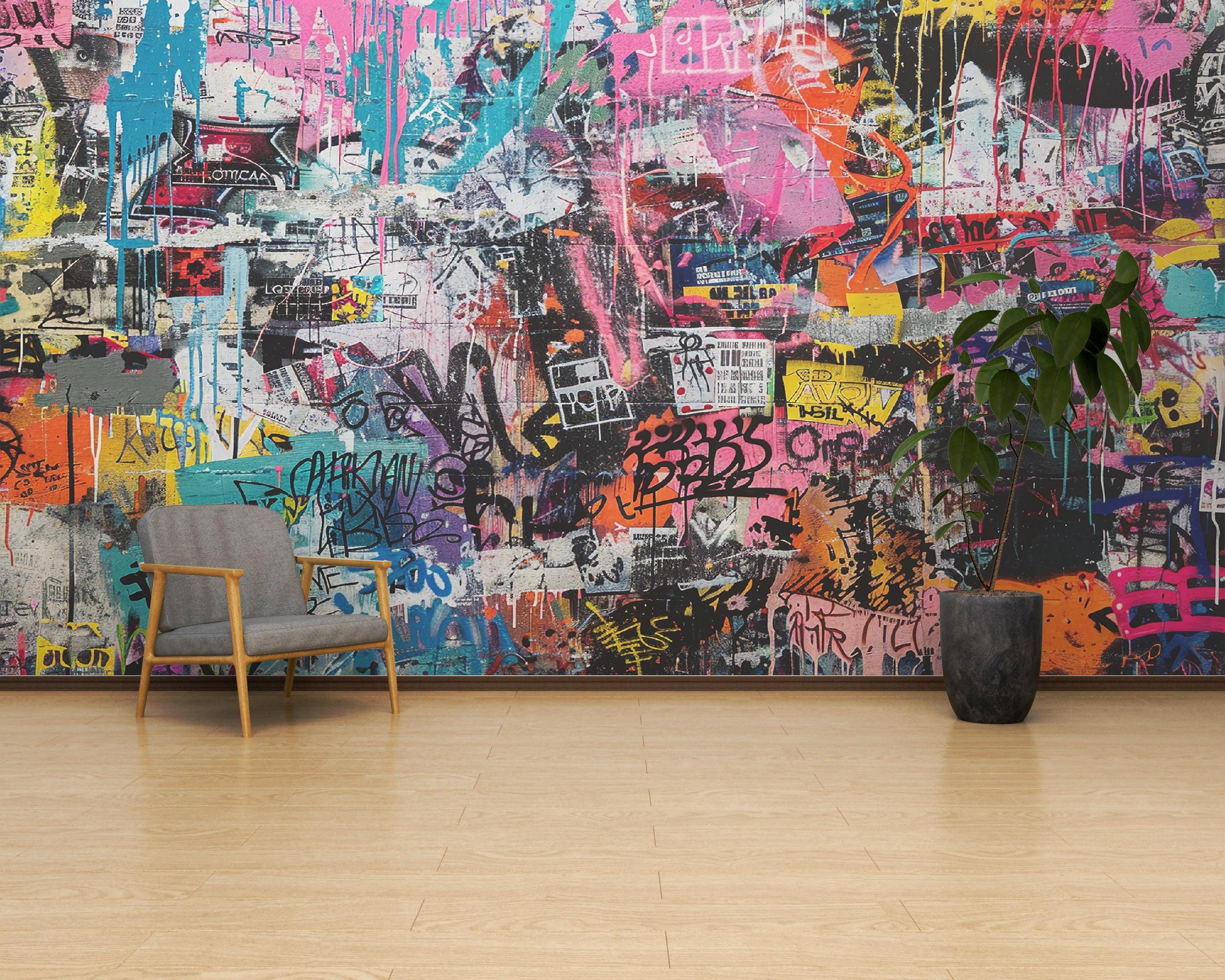 Graffiti Street Art Wallpaper, Peel and Stick Vinyl Wall Mural - Etsy
