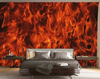 Flame Wall Mural Wall Decor Abstract Flame Wall Art Peel and Stick Fire Wallpaper Print Wall Mural Wall Decor Home Bedroom
