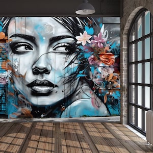 Art Wallpaper 3d Illusion Wall Mural Woman Face Peel and Stick Self  Adhesive Wall Art 