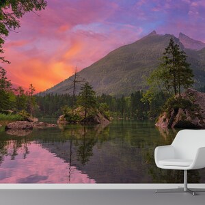 Wall Mural Forest Landscape Wallpaper Mountain Peel and Stick Print ...
