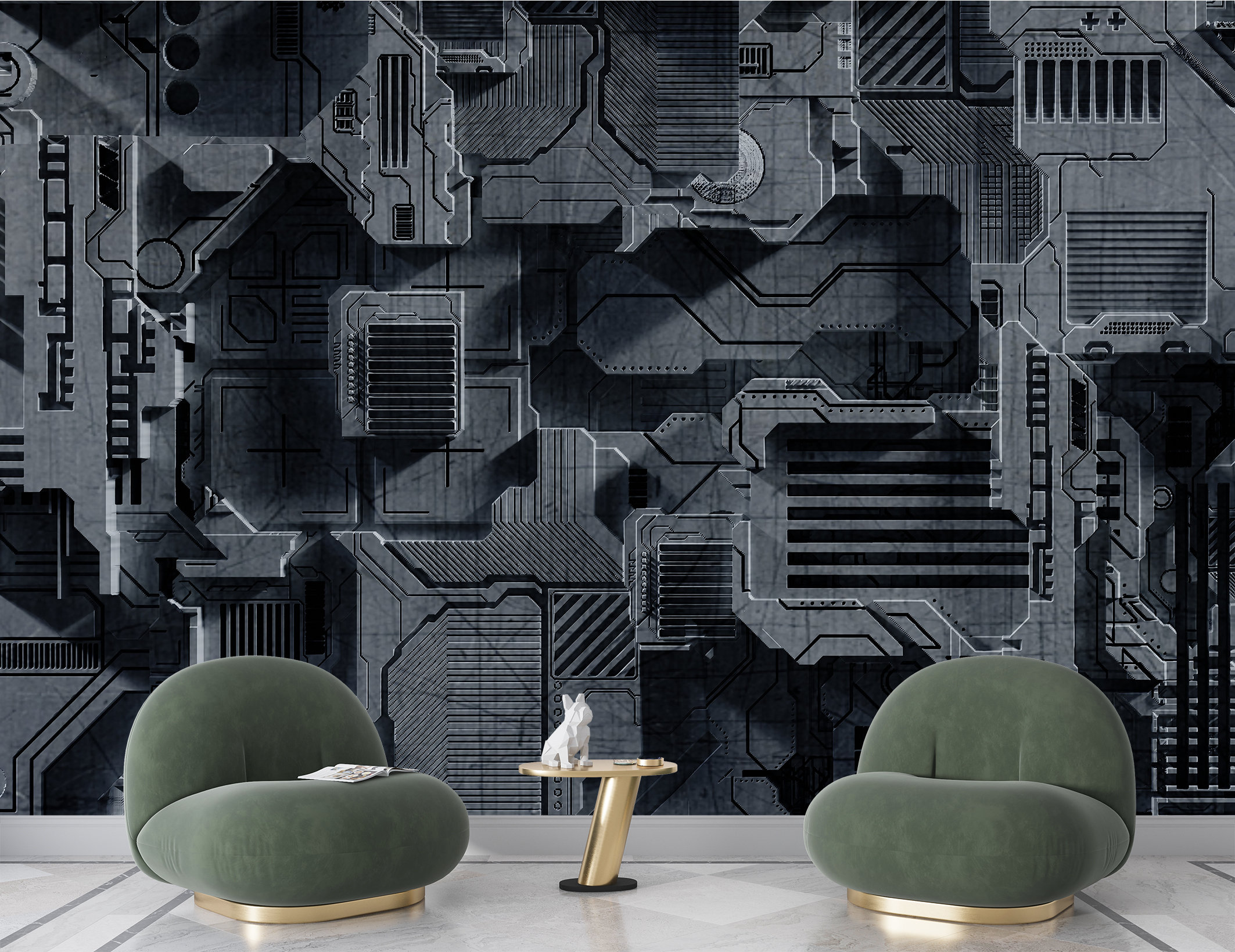Techno Wall Background Wallpaper Mural Peel and Stick Armored Futuristic  Cyber Gate Metal Wall Art Decor Self Adhesive Mural Wall Bedroom - Etsy, image size:2126x1640