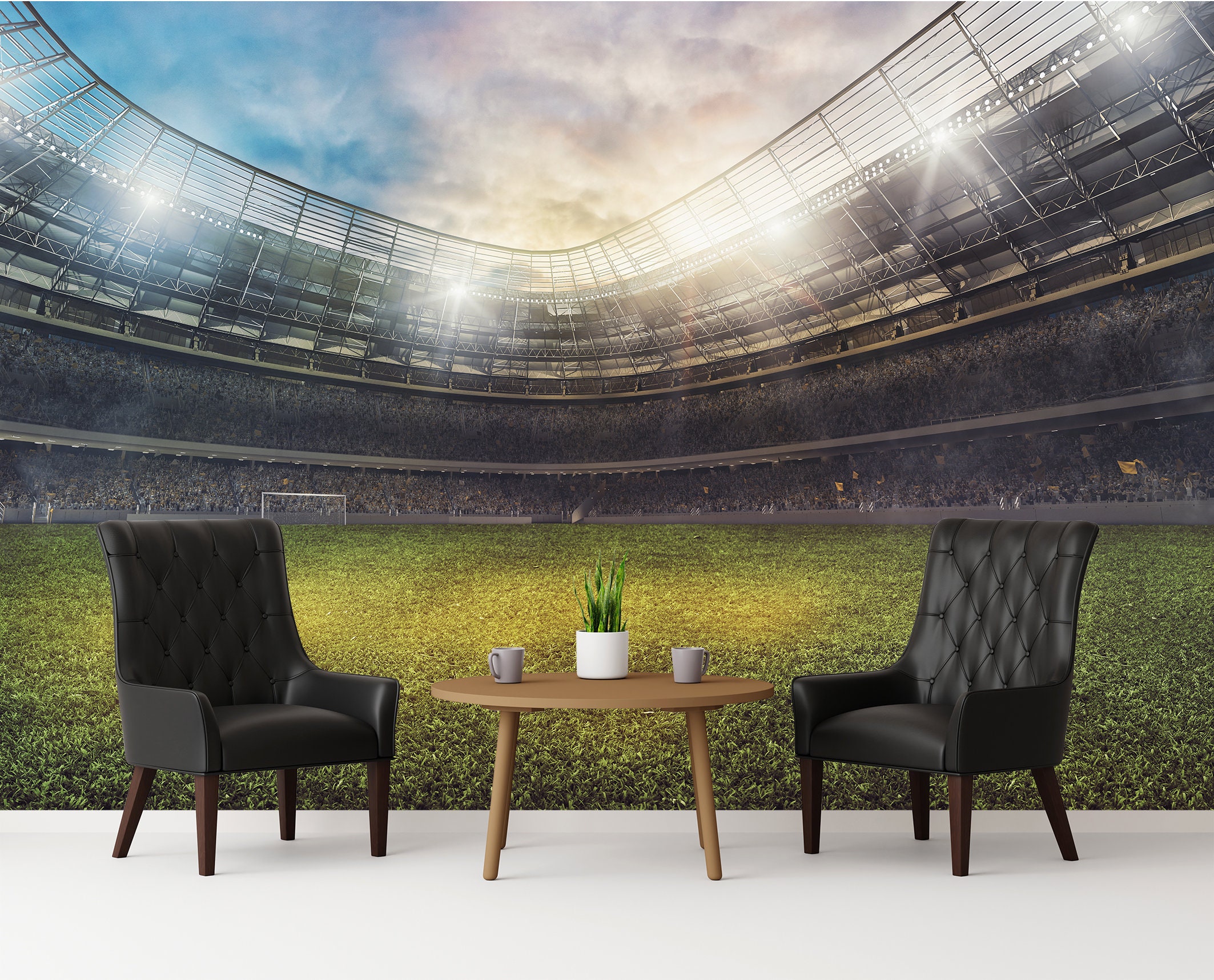 Football Stadium Mural Pitch Sport Wallpaper Textured Peel and Stick