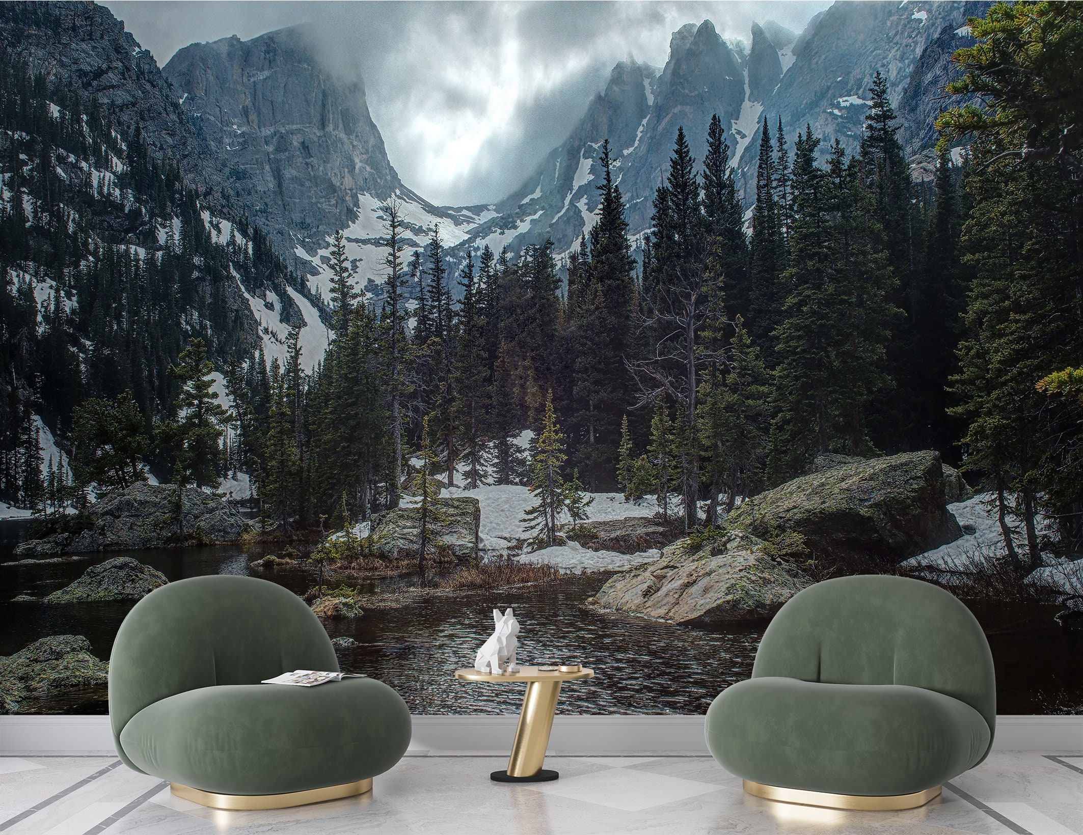 Wall Mural Mountain Landscape Wallpaper Peel and Stick Print - Etsy