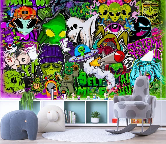 BNE 限定アート作品 26/100 ストリートアート 2012 カラフルでファンキーな壁紙グラフィティ壁画アーバンストリートアート