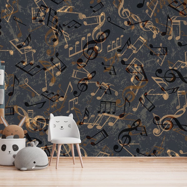 Musical Notes Wallpaper Mural Etsy
