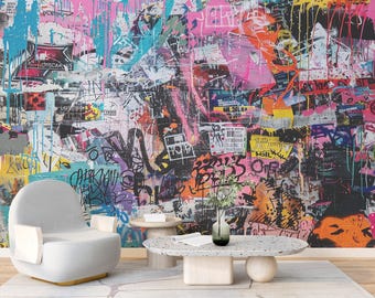 Graffiti Street Art Wallpaper, Peel and Stick Vinyl Wall Mural