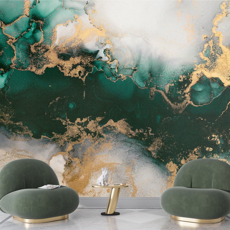 Green Marble Wallpaper - Etsy