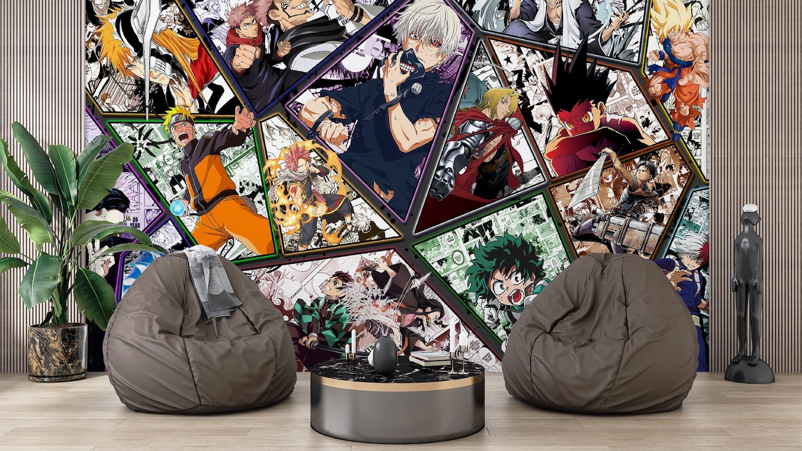 Anime Manga Wallpaper Japanese Collage Peel & Stick Comic Cartoon Line ...