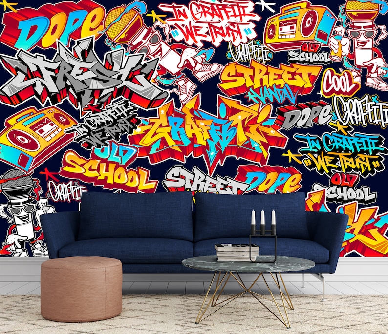 Graffiti Street Art Wallpaper Peel and Stick Abstract Urban Wall Mural ...