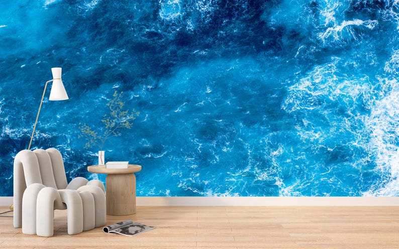 Crystal Blue Ocean Waves Wallpaper Mural - Peel and Stick Vinyl - Etsy