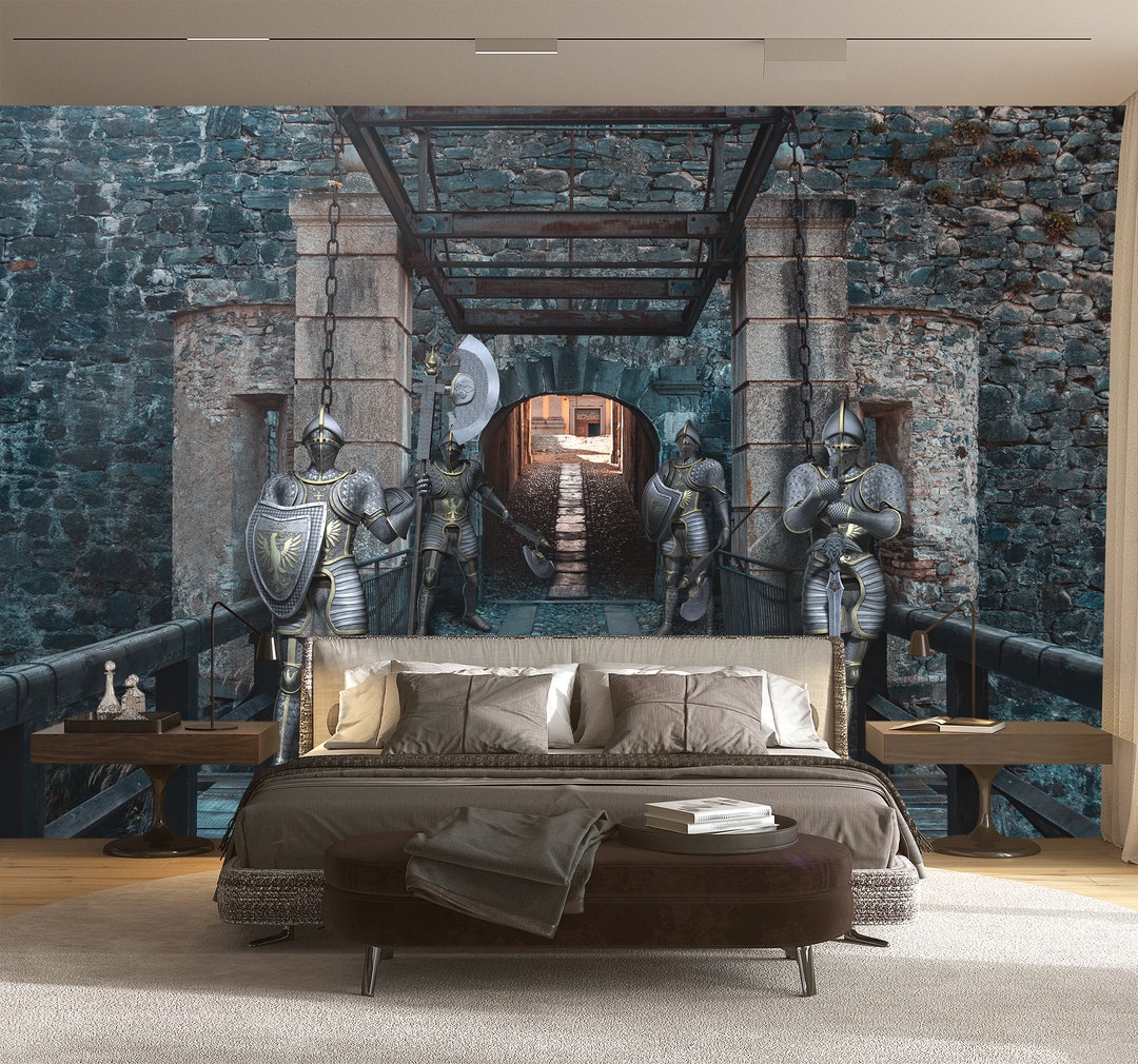 Old Castle Wallpaper Wall Mural Castle Guard Wallpaper Peel and Stick