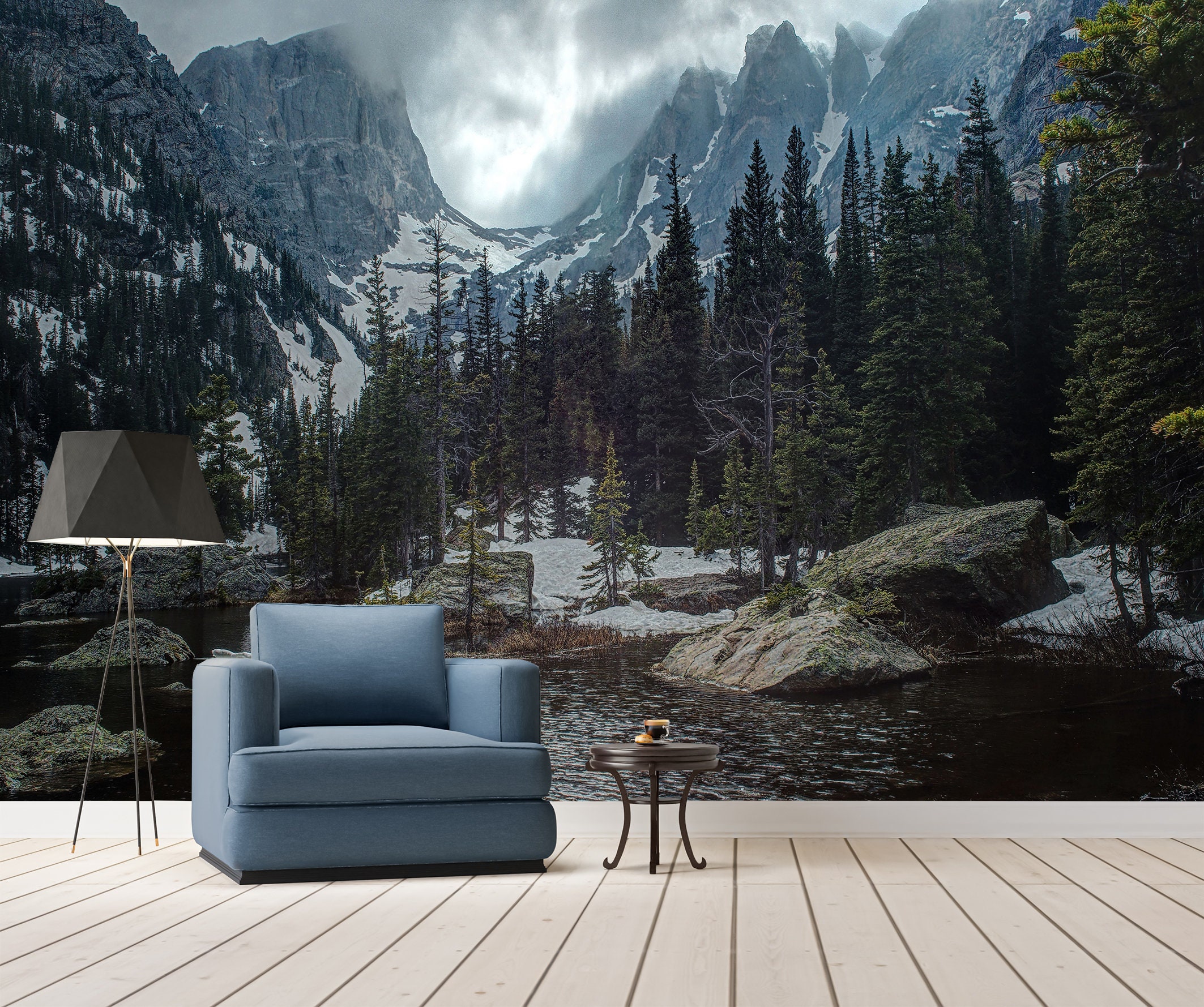 Wall Mural Mountain Landscape Wallpaper Peel and Stick Print - Etsy