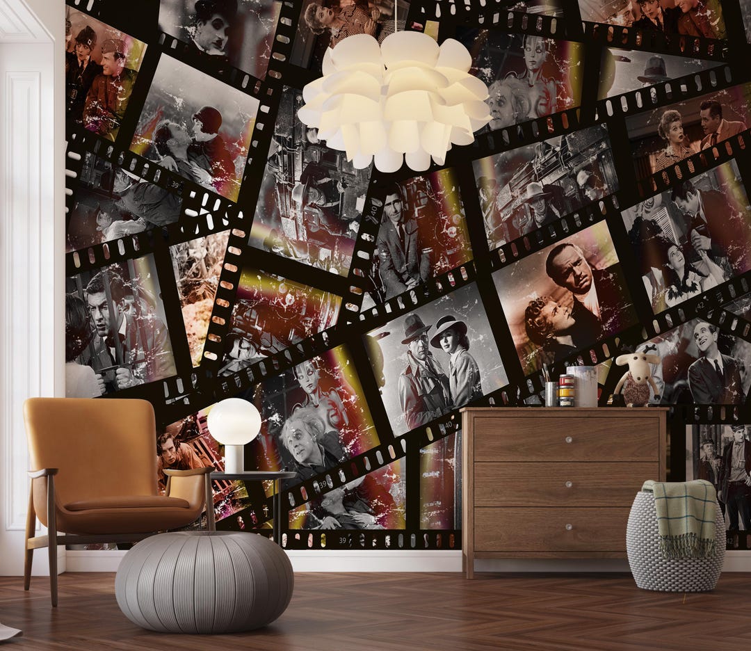 Classic Movie Icons Wallpaper Retro Cinema Stars Art Vinyl Peel & Stick ...