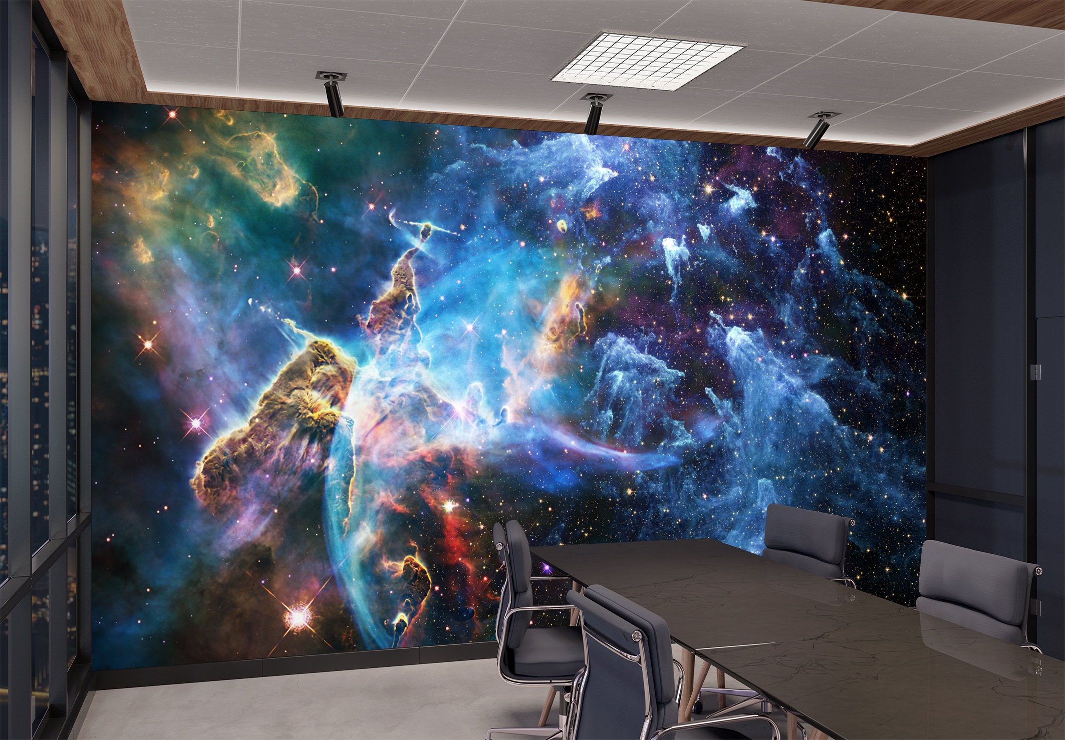 Stars in Space Mural Print Wallpaper Peel and Stick Nebula Wallpaper