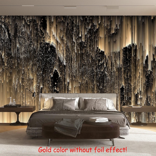 Mural de papel pintado abstracto de lluvia negra, despegar y pegar