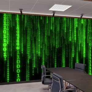 Matrix Tapete Wandbild Schälen und aufkleben Grün Digital Code Tapete Druck Wandkunst Selbstklebendes Wandbild Wanddeko Schlafzimmer Wohnzimmer