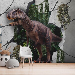 Carta da parati murale 3D Dino Jurassic Wallpaper Metriacanthosaurus realistico Carta da parati per bambini Carta da parati staccabile e adesiva Carta da parati preistorica divertente ed educativa