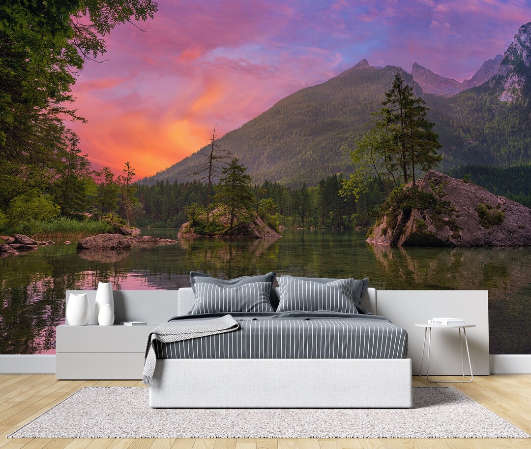 Wall Mural Forest Landscape Wallpaper Mountain Peel and Stick Print ...