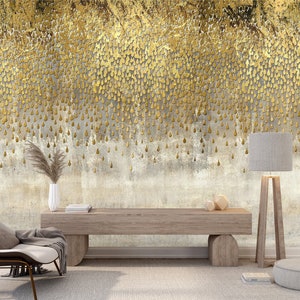 Golden Rain Wallpaper Concrete Background Abstract Modern Wall Art Mural Print Peel and Stick Luxury Vinyl Wallpaper For Bedroom
