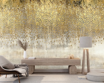 Golden Rain Wallpaper Concrete Background Abstract Modern Wall Art Mural Print Peel and Stick Luxury Vinyl Wallpaper For Bedroom