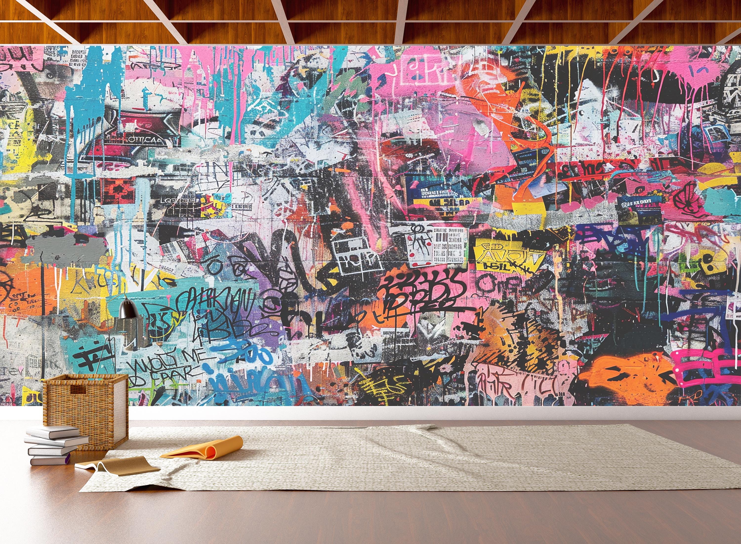 Graffiti Street Art Wallpaper, Peel and Stick Vinyl Wall Mural - Etsy