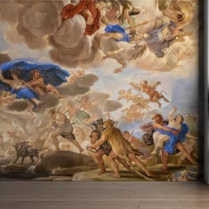 Baroque Fresco Wallpaper Mural Peel and Stick Wallpaper Mythological Renaissance Ceiling Art Italian Classic Print for Living Room Bedroom