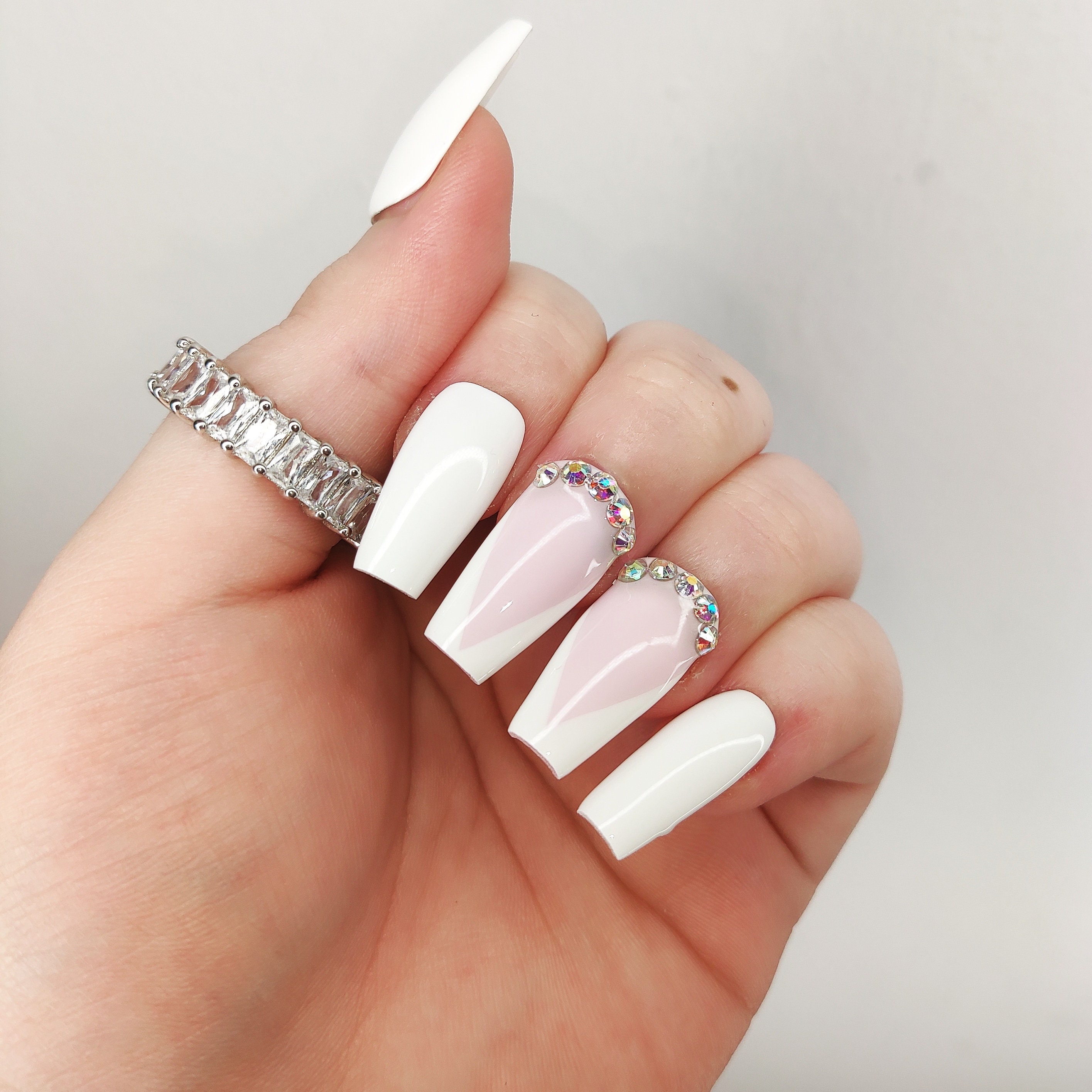 Want to add some glam to your nails❓ Rhinestone nails are the epitome of  glam‼ Obviously, right❓ . 💎Matte Ombre French with Rhin... | Instagram